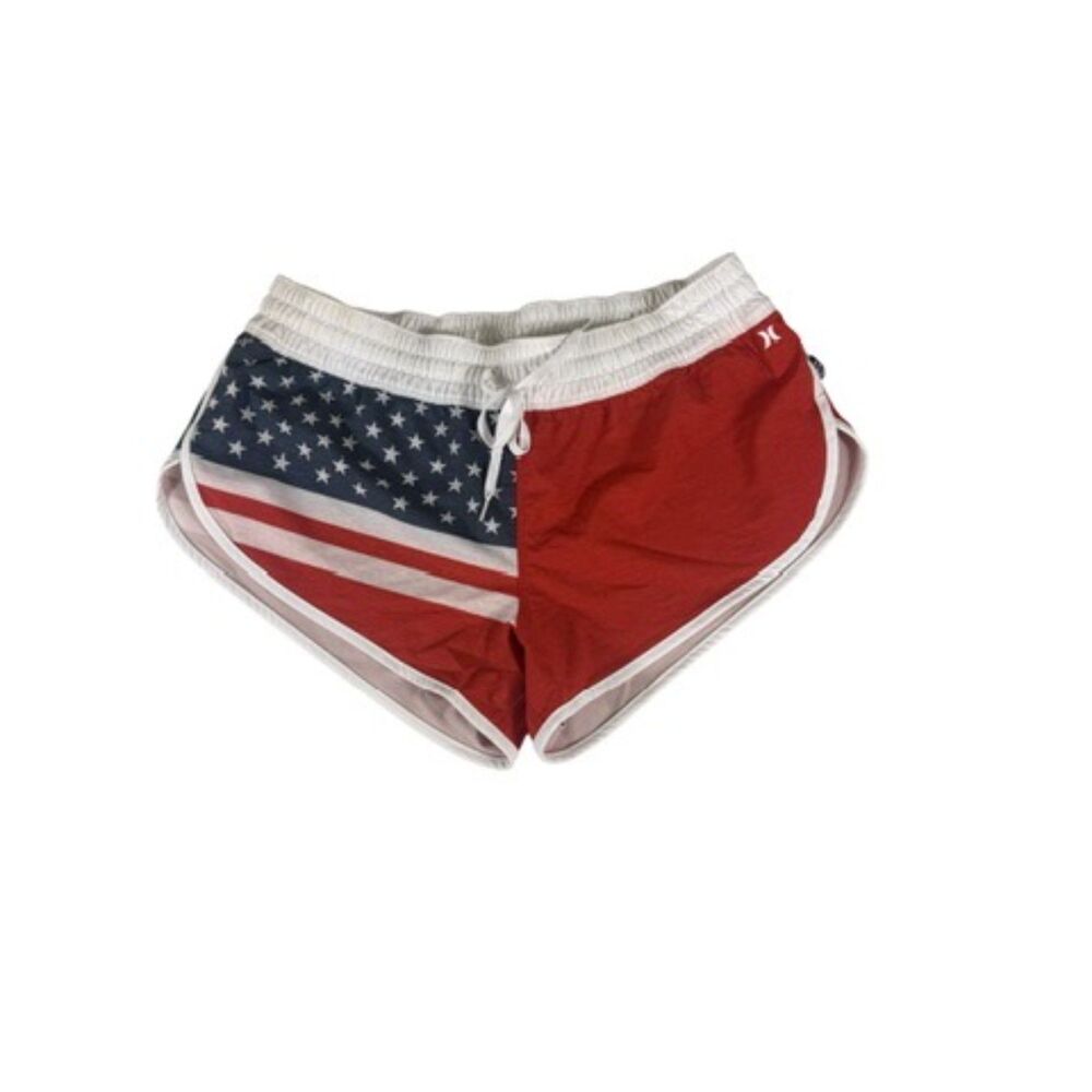 Hurley Women's American Flag Red, Blue & White Jean-Style Shorts